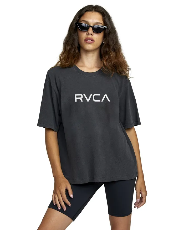 RVCA Womens Graphic Tees Big Rvca Short Sleeve Tee Washed Black Waa