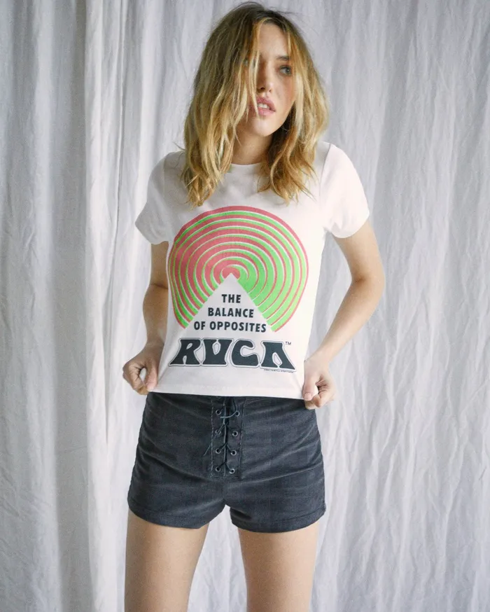 RVCA Womens Graphic Tees Camille Rowe Psych TShirt Vintage White Vwt