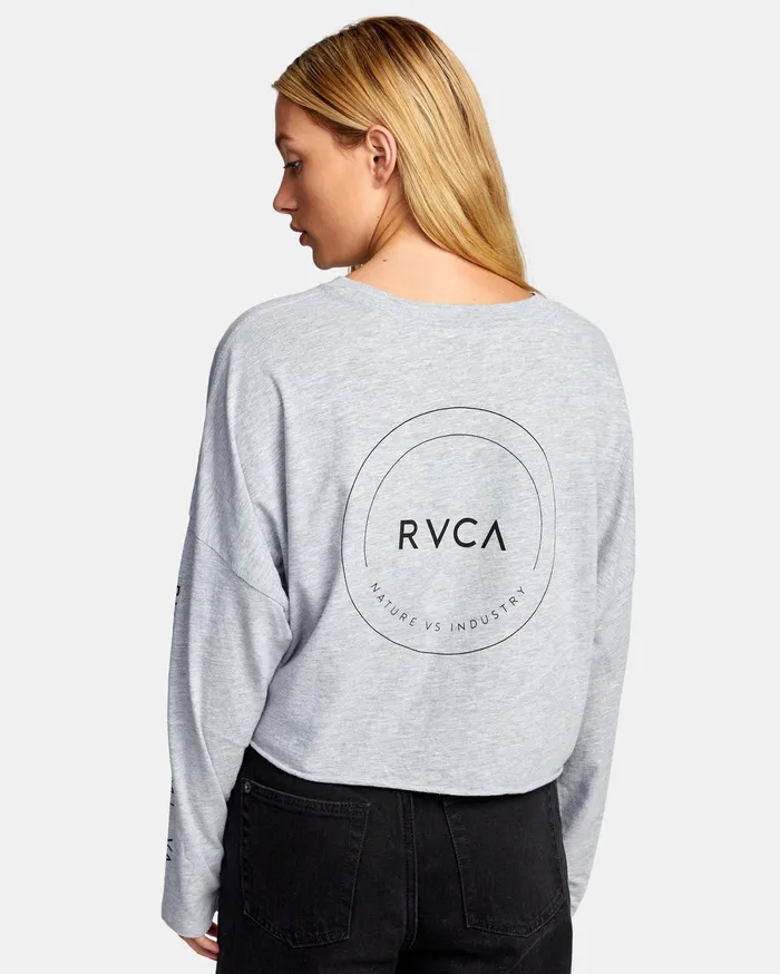 RVCA Womens Graphic Tees Classic Rvca Long Sleeve Tee Heather Grey Hgr