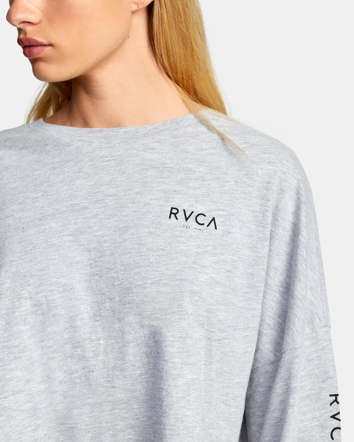 RVCA Womens Graphic Tees Classic Rvca Long Sleeve Tee Heather Grey Hgr