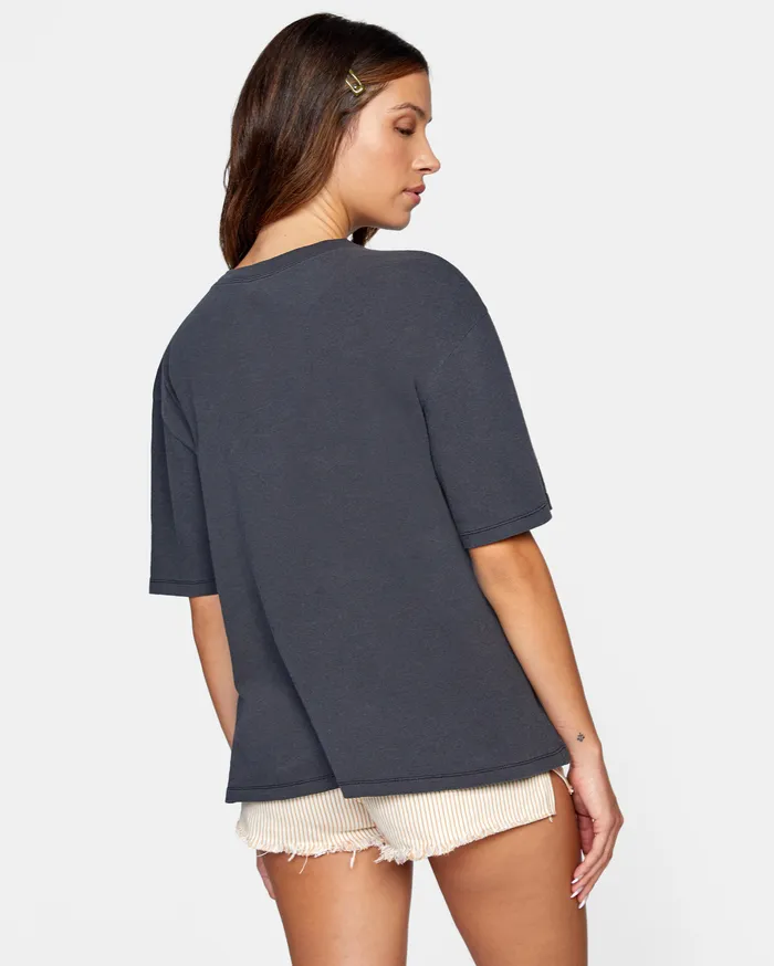 RVCA Womens Graphic Tees Dmote Mascot Anyday Tee Washed Black Waa