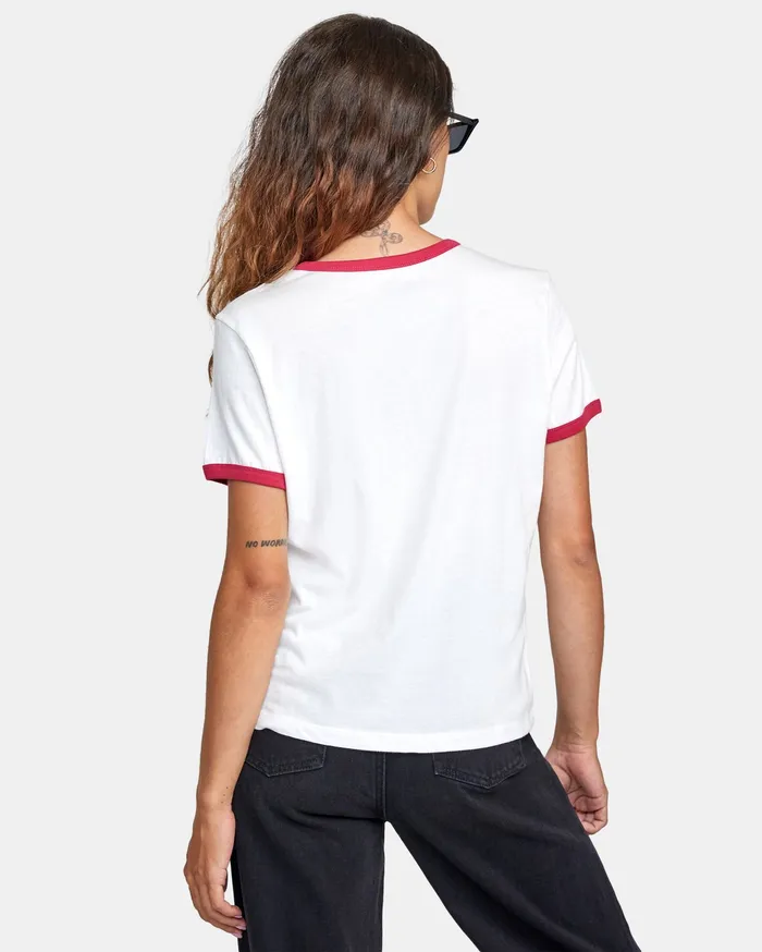RVCA Womens Graphic Tees Framed Short Sleeve Ringer Tee Natural Nat