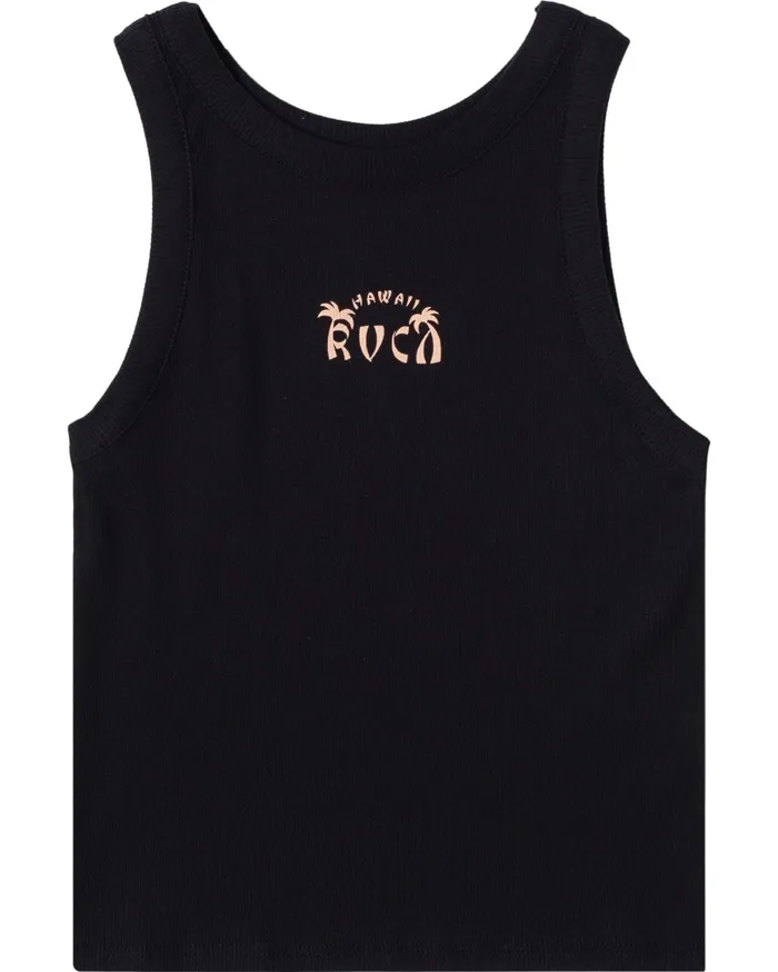 RVCA Womens Graphic Tees Hawaii Rvca Palm Tank Top Black Blk