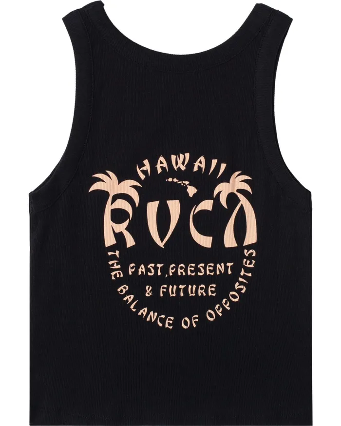 RVCA Womens Graphic Tees Hawaii Rvca Palm Tank Top Black Blk