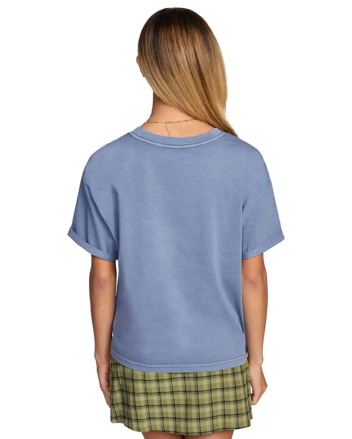 RVCA Womens Graphic Tees Roll It Tee Blue Slate Blt