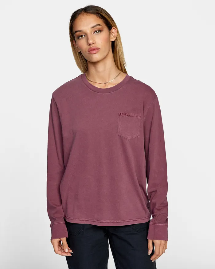 RVCA Womens Graphic Tees Stolen Long Sleeve Tee Port Pto
