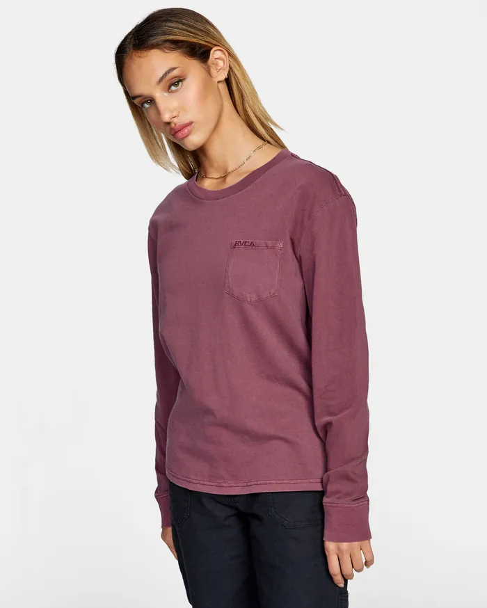 RVCA Womens Graphic Tees Stolen Long Sleeve Tee Port Pto