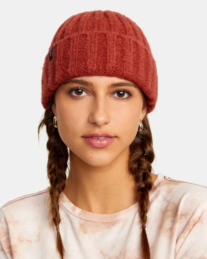 RVCA Womens Hats Warm Eyes Beanie Rosewood Rew On Sale