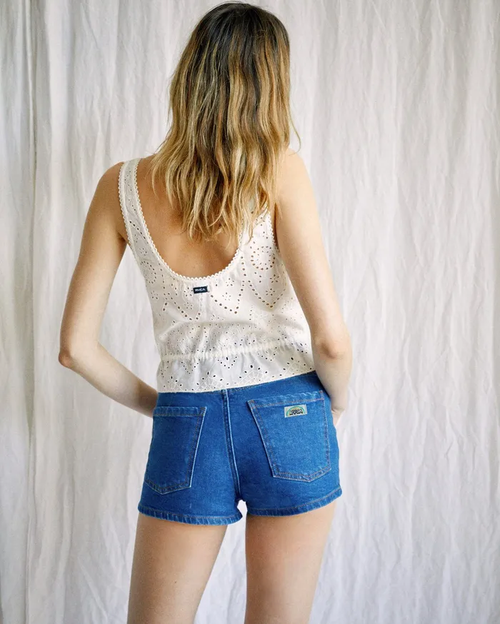 RVCA Womens Shorts Camille Rowe Rowe Denim Shorts Indigo Rinse Igr Gift Ideas