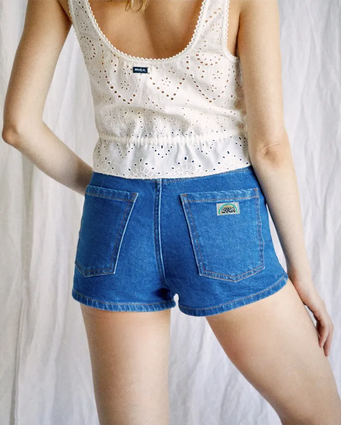 RVCA Womens Shorts Camille Rowe Rowe Denim Shorts Indigo Rinse Igr Gift Ideas
