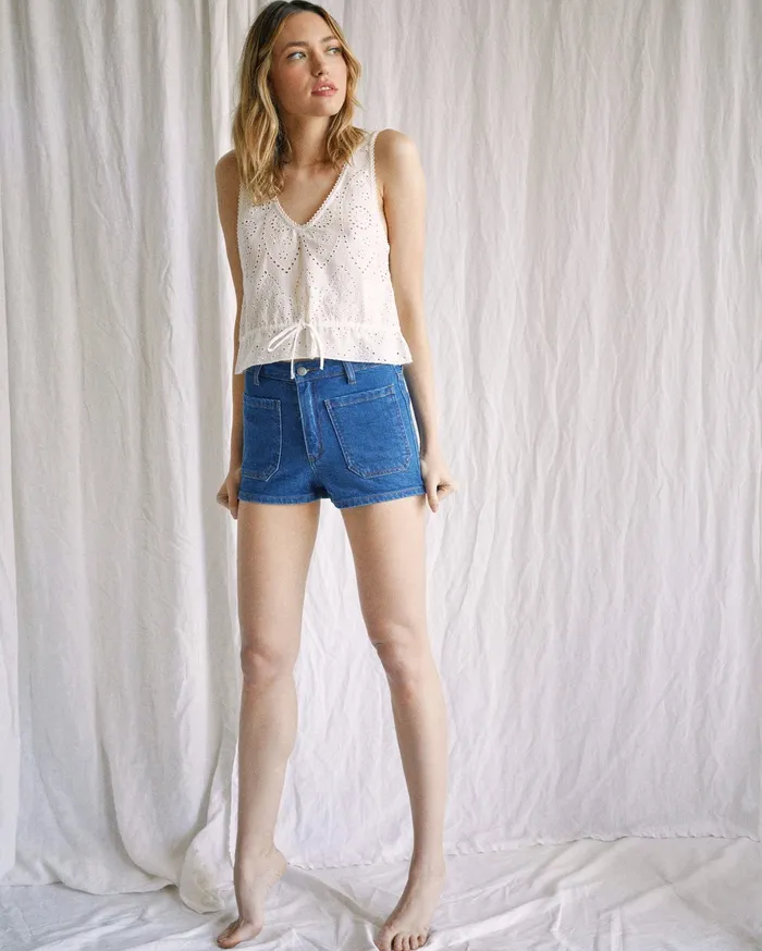 RVCA Womens Shorts Camille Rowe Rowe Denim Shorts Indigo Rinse Igr Gift Ideas
