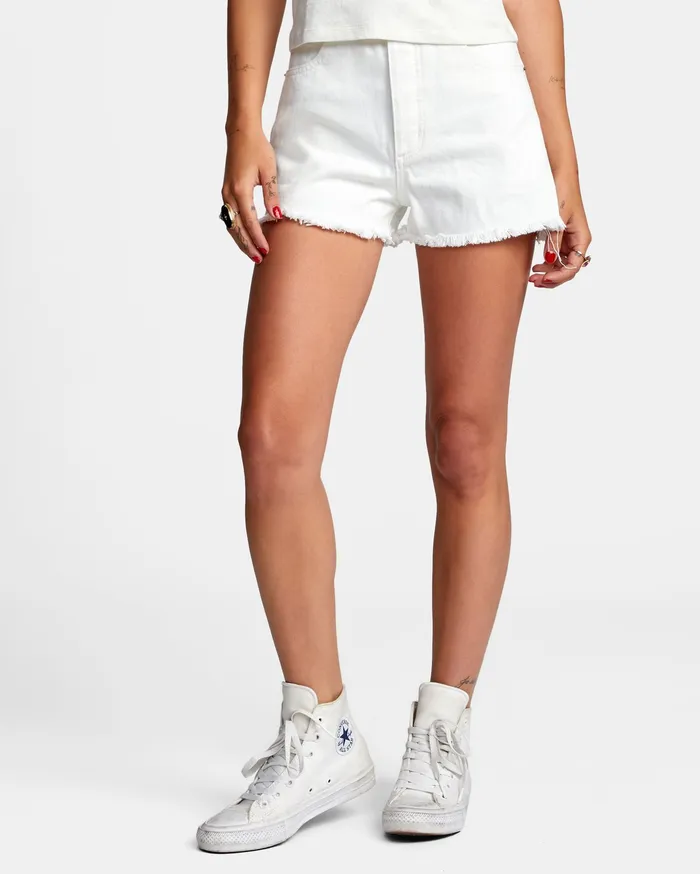 RVCA Womens Shorts Georgie High Rise Denim Shorts White Wht Gift for Friend
