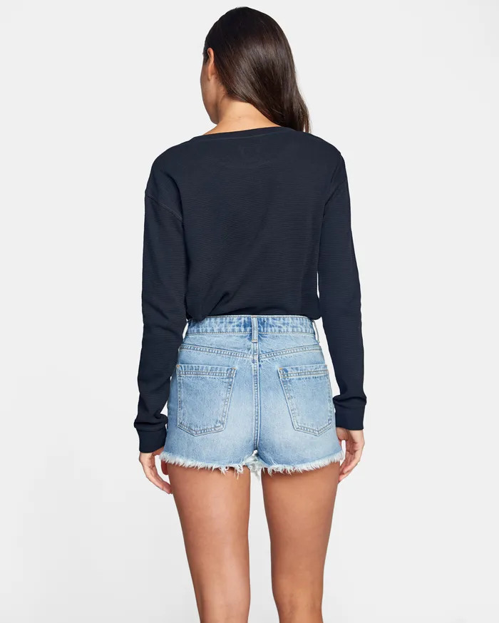 RVCA Womens Shorts Indi HighRise Denim Shorts Stone Blue Ust Near Me