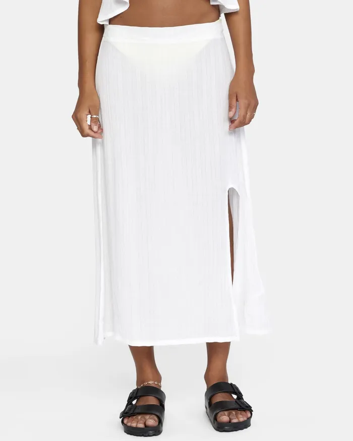 RVCA Womens Swimsuit Cover Ups After Hours Solid Skirt Bright White Bwh