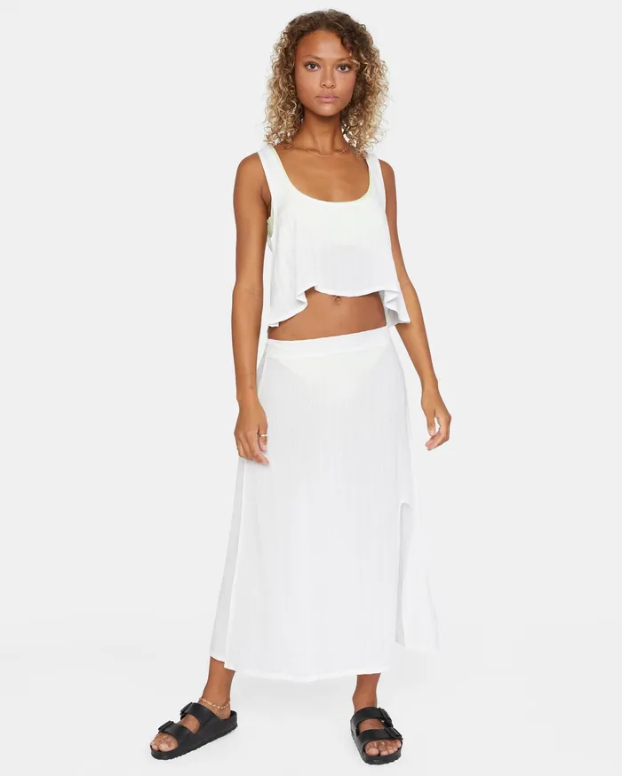 RVCA Womens Swimsuit Cover Ups After Hours Solid Skirt Bright White Bwh