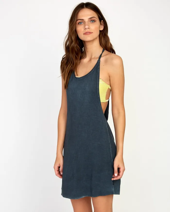 RVCA Womens Swimsuit Cover Ups Backside Tank Dress Iron Iro