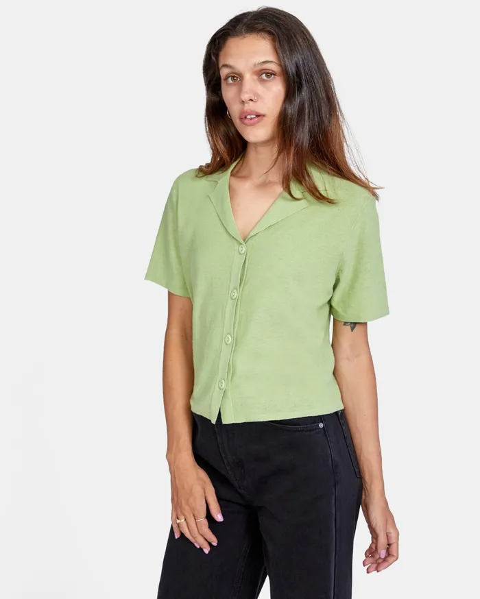 RVCA Womens Swimsuit Cover Ups Baseline Sweater Sage Sge
