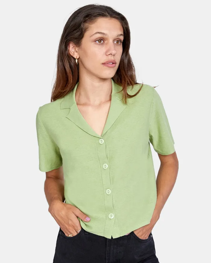 RVCA Womens Swimsuit Cover Ups Baseline Sweater Sage Sge