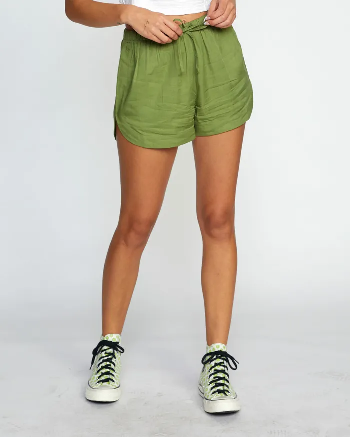 RVCA Womens Swimsuit Cover Ups New Yume Elastic Short Green Moss Gmv0