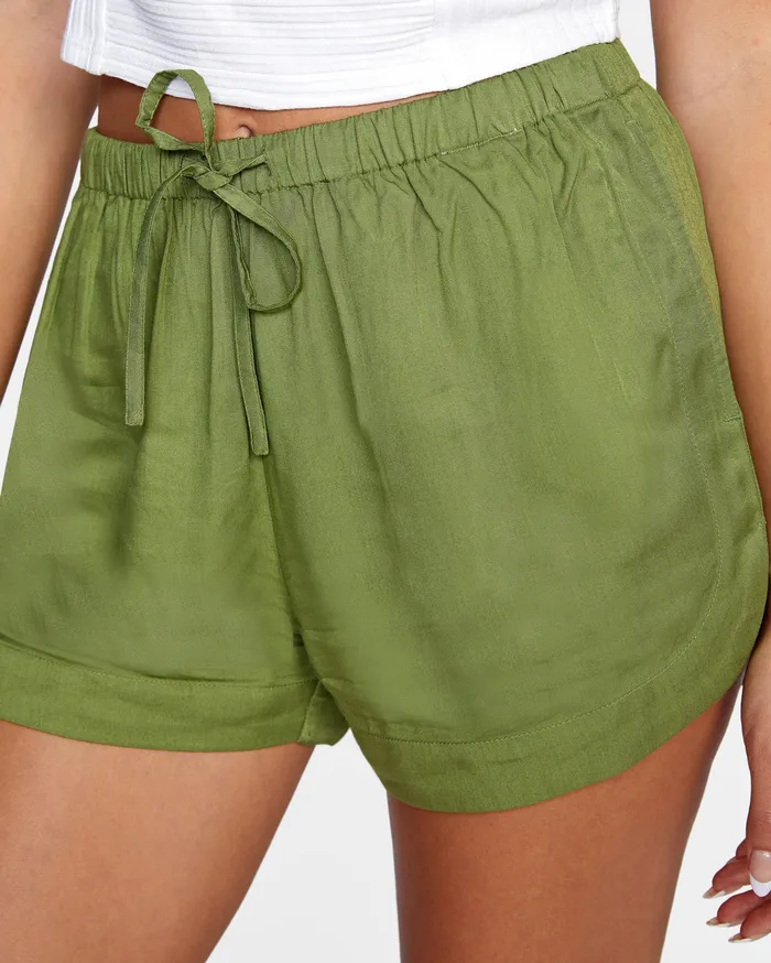RVCA Womens Swimsuit Cover Ups New Yume Elastic Short Green Moss Gmv0