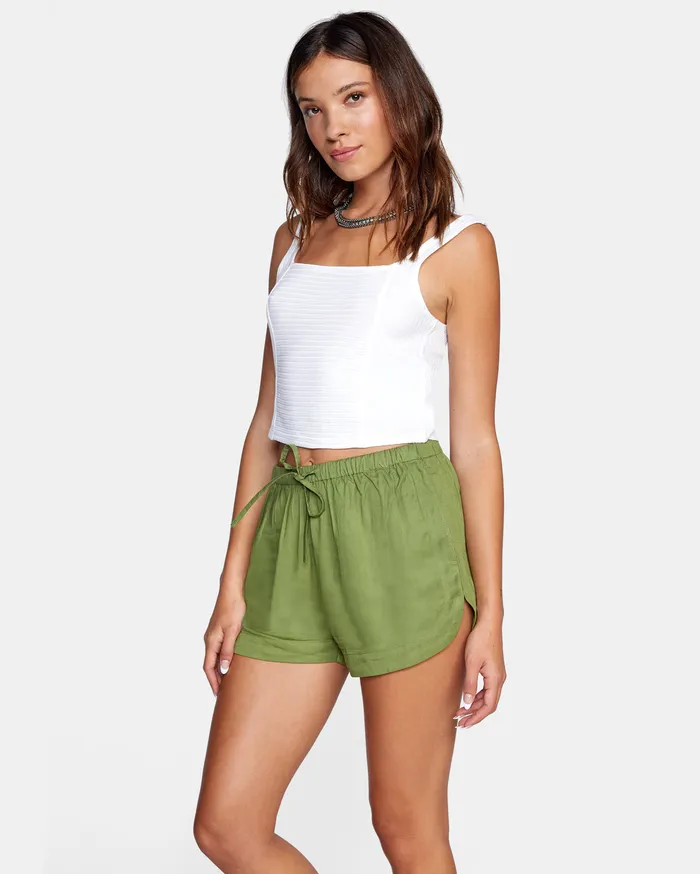 RVCA Womens Swimsuit Cover Ups New Yume Elastic Short Green Moss Gmv0