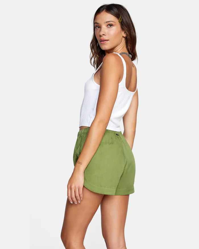 RVCA Womens Swimsuit Cover Ups New Yume Elastic Short Green Moss Gmv0