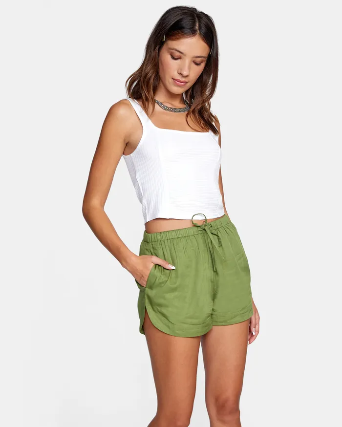 RVCA Womens Swimsuit Cover Ups New Yume Elastic Short Green Moss Gmv0