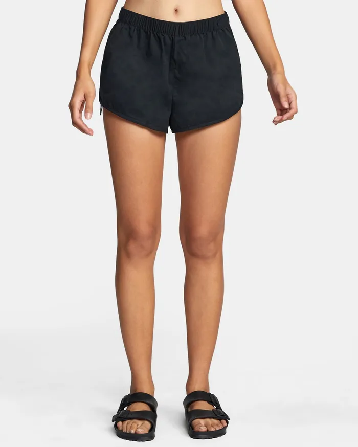 RVCA Womens Swimsuit Cover Ups Shorebreak Boardshorts Black Blk Cheap On Sale