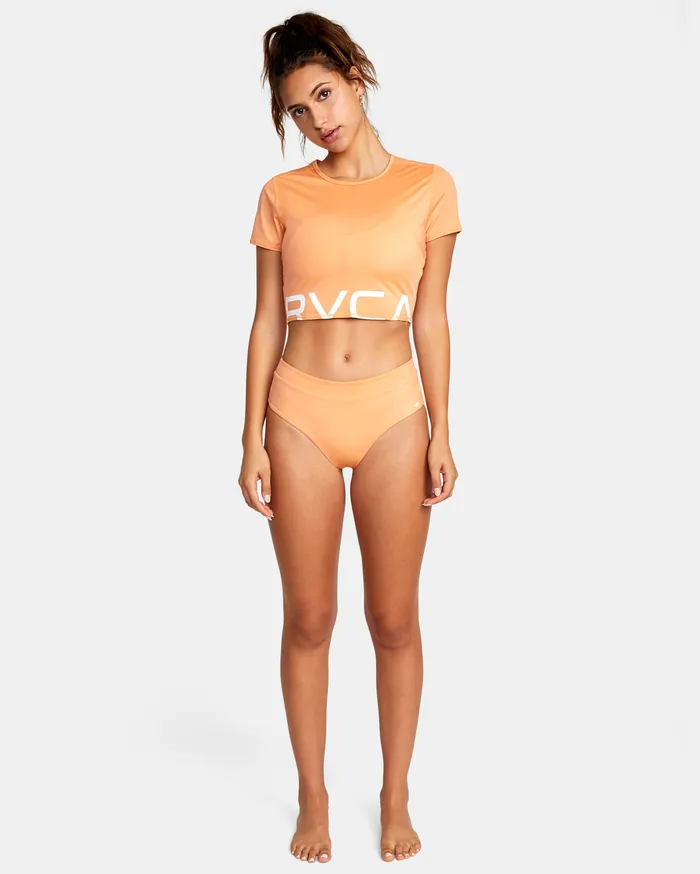 RVCA Womens Swimsuit Cover Ups Wilder Cropped Swim Tee Burnt Coral Buc