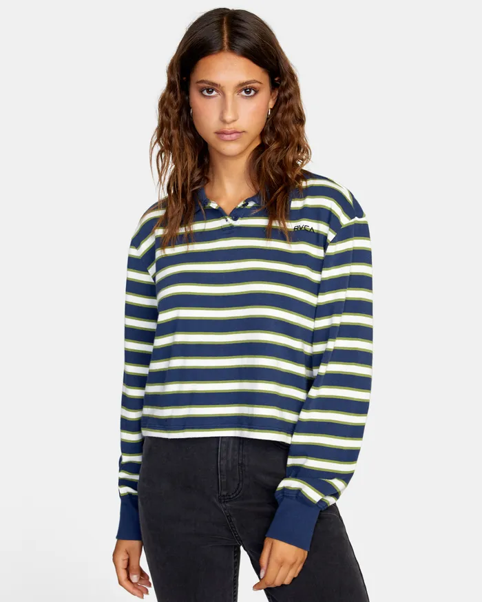 RVCA Womens Tops Blindside Collared Top Moody Blue Mdy