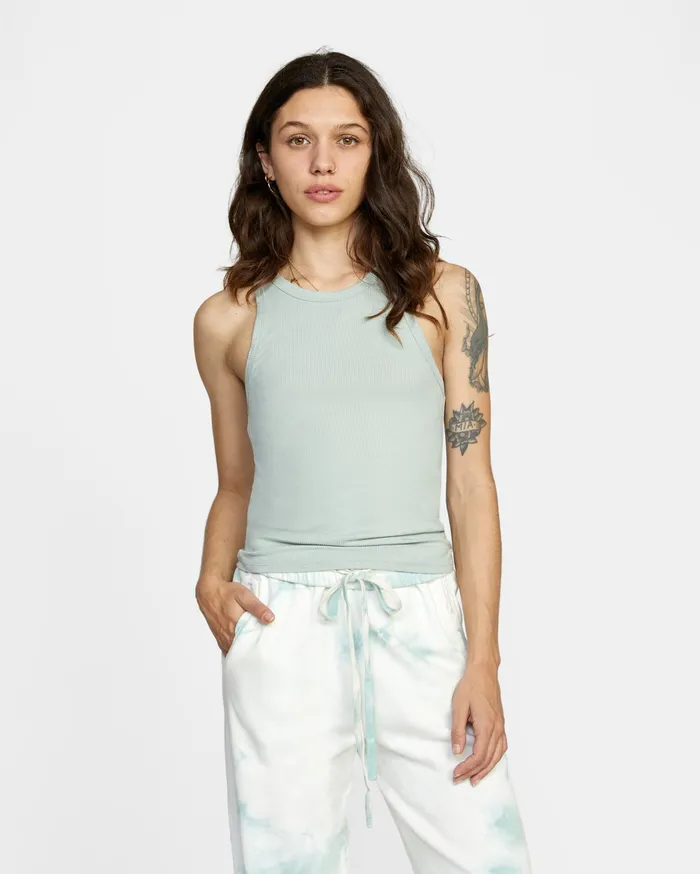 RVCA Womens Tops Century Tank Top Aqua Aqq