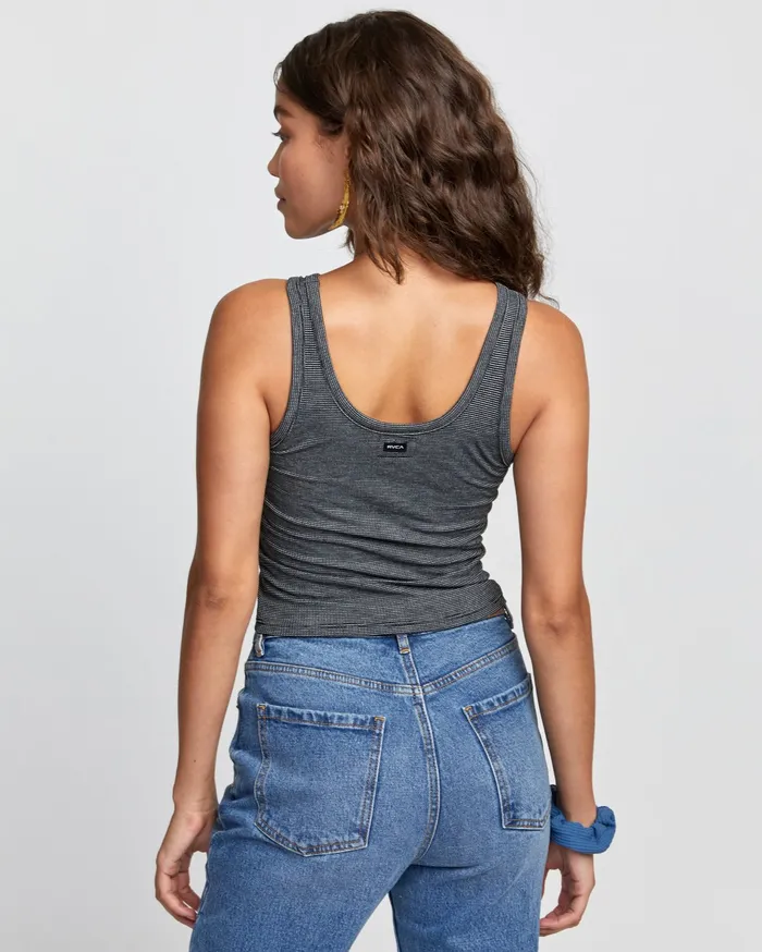 RVCA Womens Tops Duffy Tank Black Stripe Bks