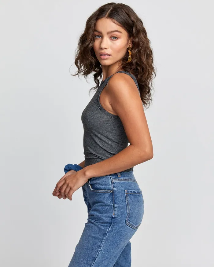 RVCA Womens Tops Duffy Tank Black Stripe Bks