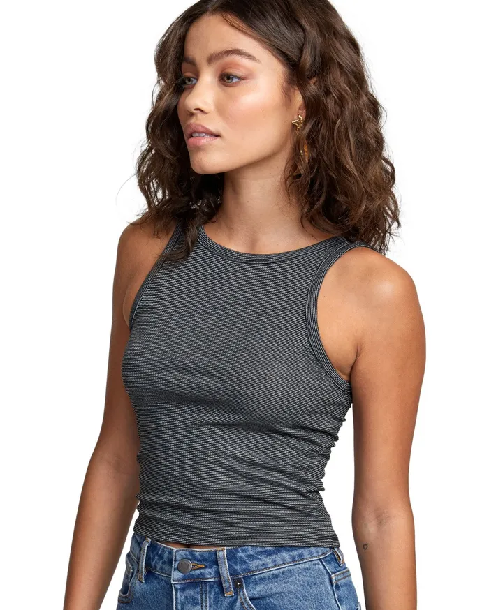 RVCA Womens Tops Duffy Tank Black Stripe Bks