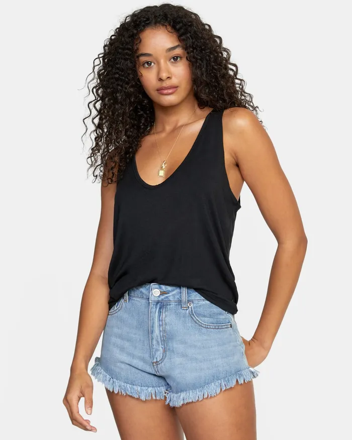 RVCA Womens Tops Minted Tank Top Black Blk