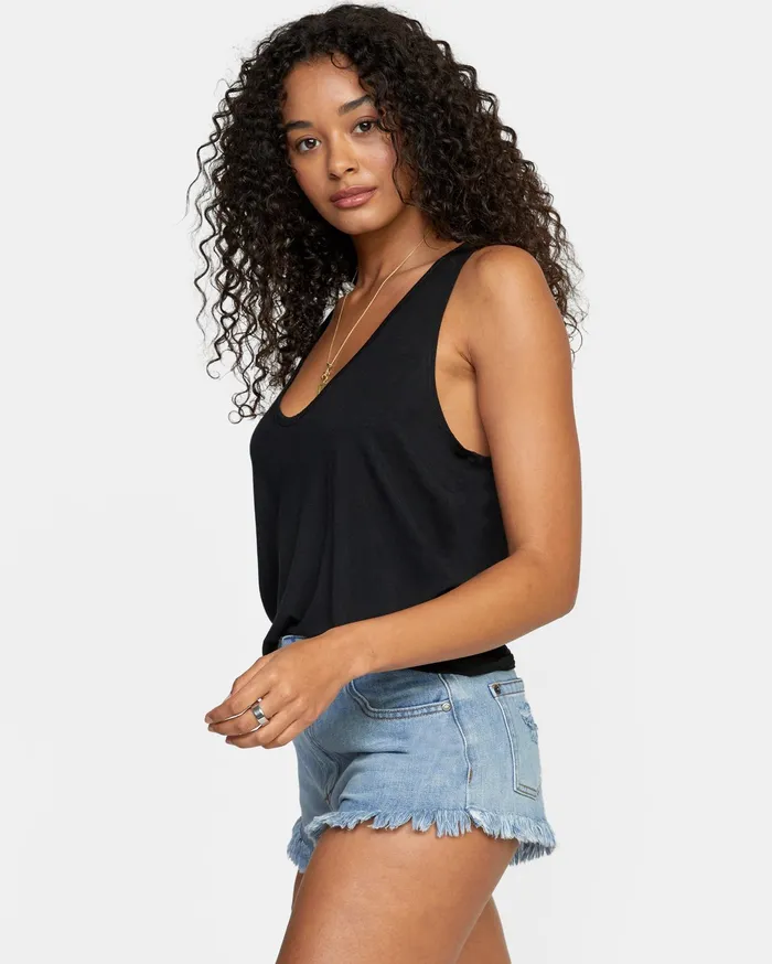 RVCA Womens Tops Minted Tank Top Black Blk