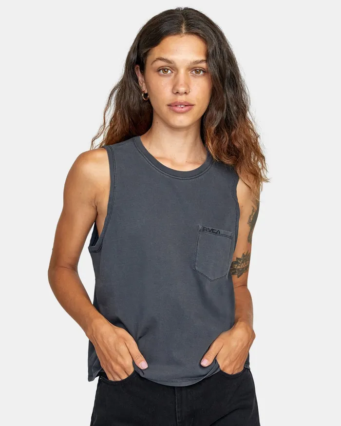 RVCA Womens Tops Ptc Boxy Tank Top Black Blk