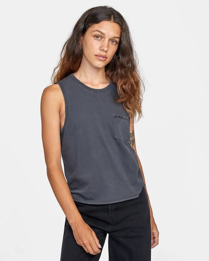 RVCA Womens Tops Ptc Boxy Tank Top Black Blk