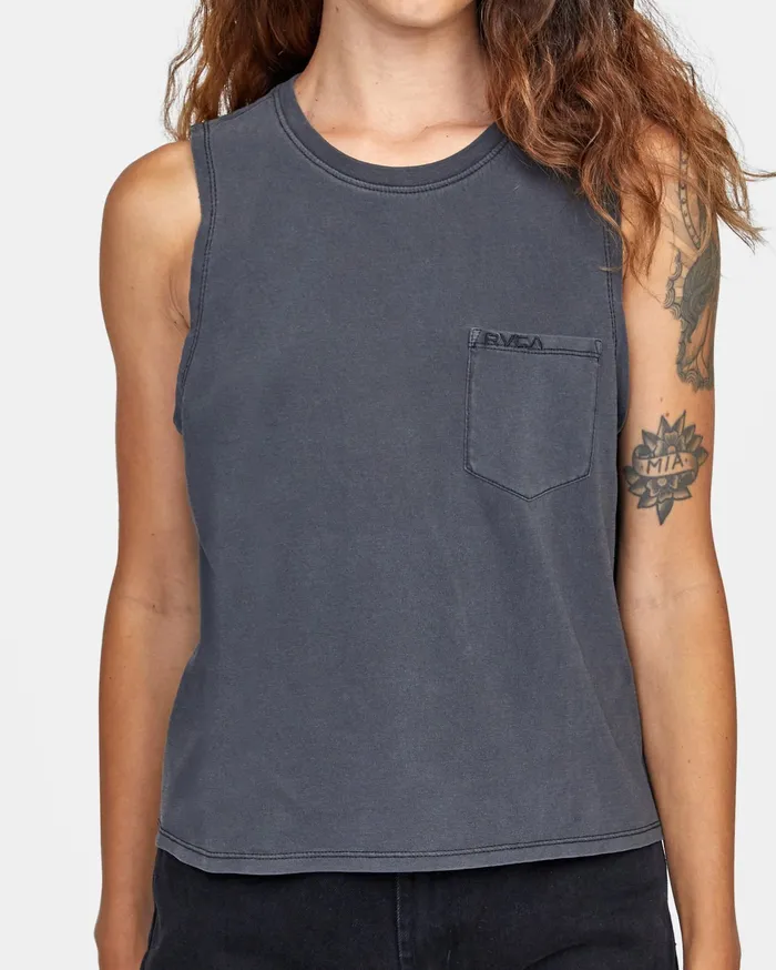 RVCA Womens Tops Ptc Boxy Tank Top Black Blk