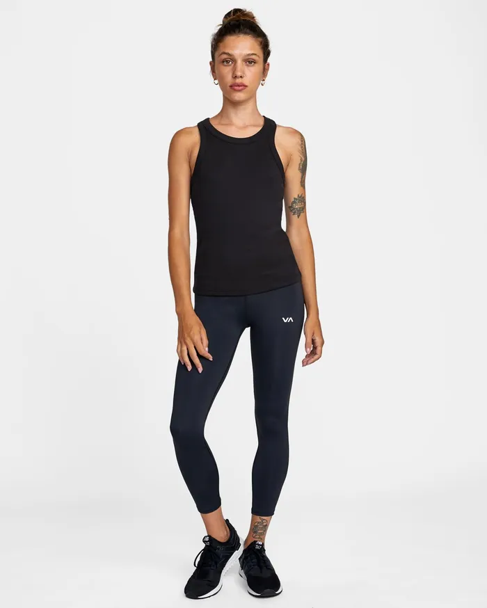 RVCA Womens Tops Va Sport Essential Ribbed Workout Tank Top Black Blk