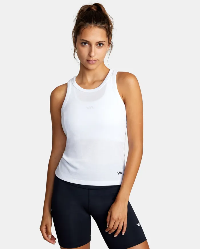 RVCA Womens Tops Va Sport Essential Ribbed Workout Tank Top White Wht