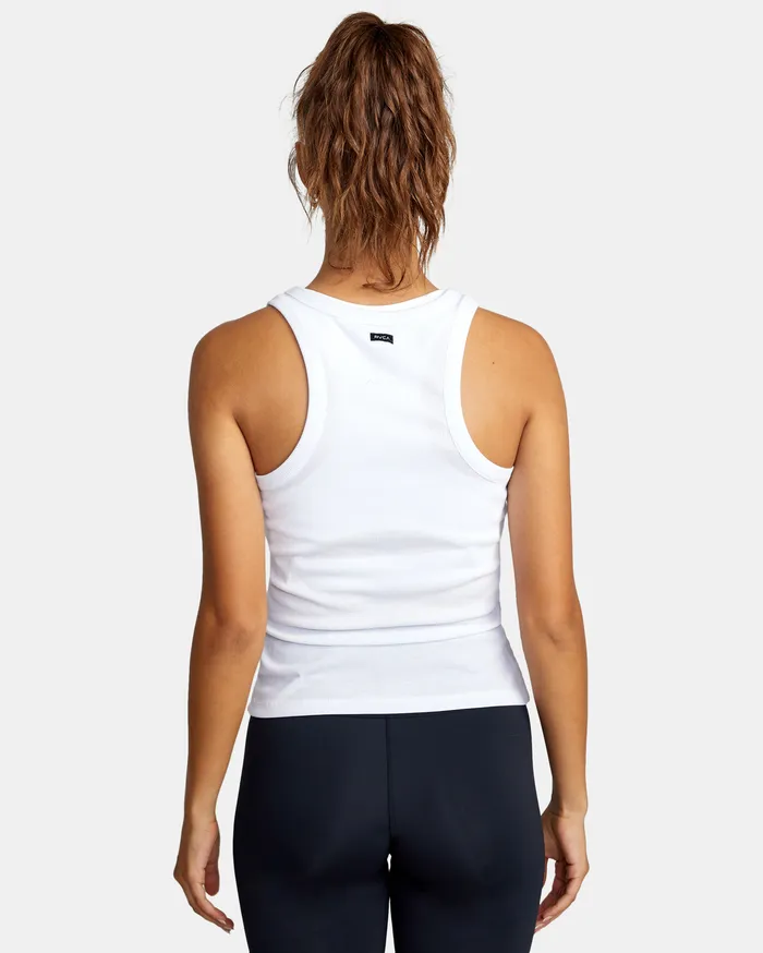RVCA Womens Tops Va Sport Essential Ribbed Workout Tank Top White Wht
