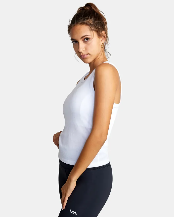 RVCA Womens Tops Va Sport Essential Ribbed Workout Tank Top White Wht