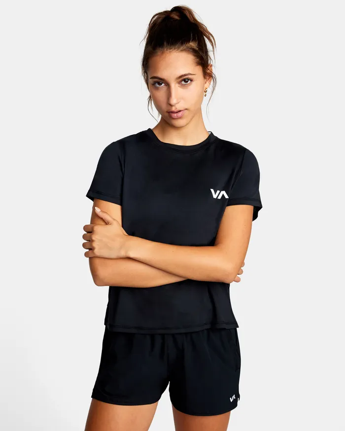 RVCA Womens Tops Va Sport Sport Vent Performance Workout Tee Black Blk