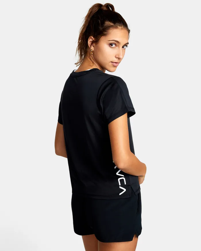 RVCA Womens Tops Va Sport Sport Vent Performance Workout Tee Black Blk