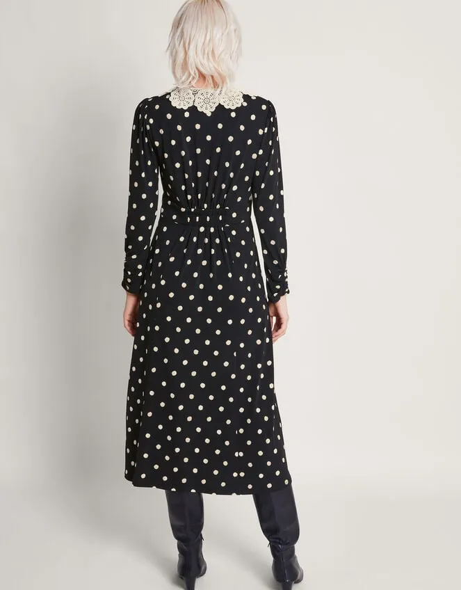 Sally Spot Collar Dress Black Women Monsoon Dresses