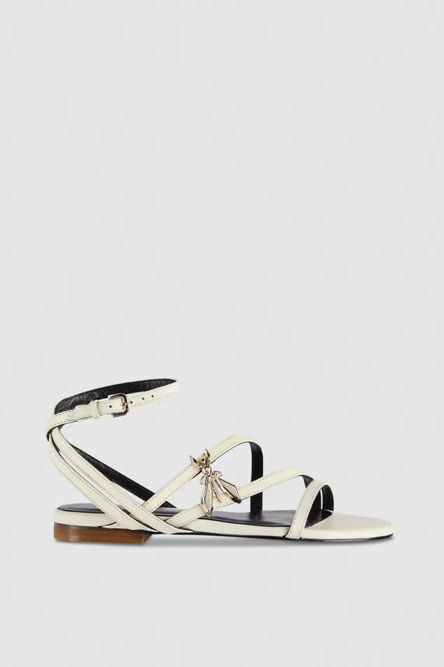 Sandals Women Patrizia Pepe Flat Leather Sandals Off White