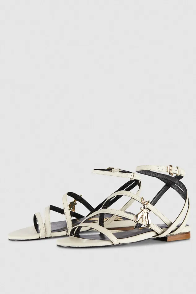 Sandals Women Patrizia Pepe Flat Leather Sandals Off White