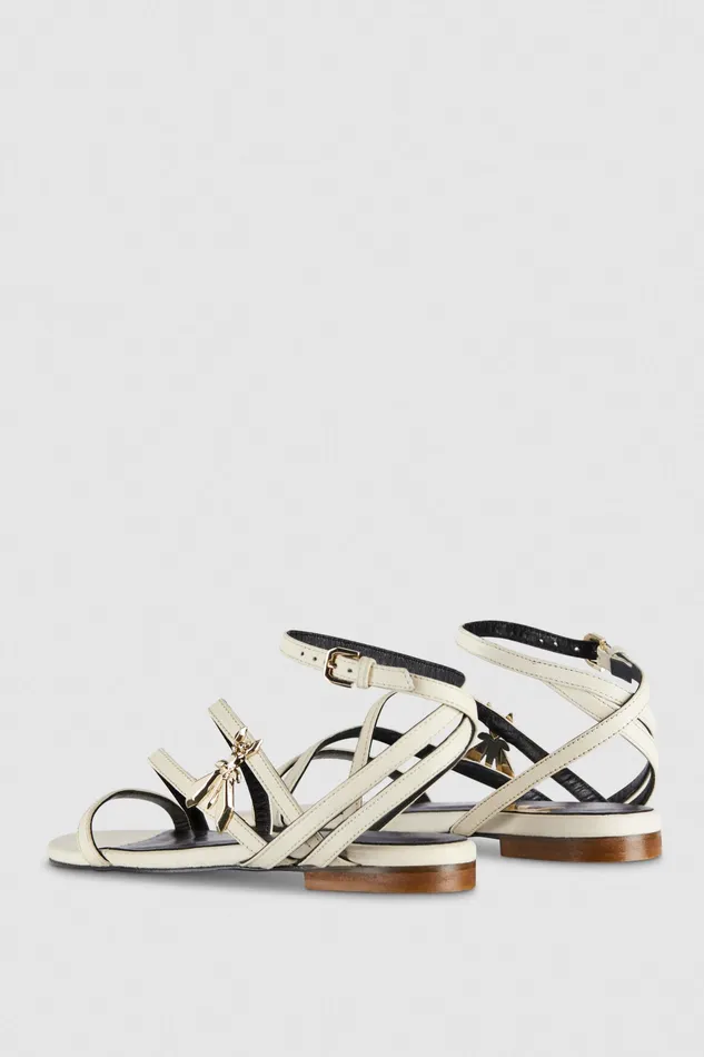 Sandals Women Patrizia Pepe Flat Leather Sandals Off White