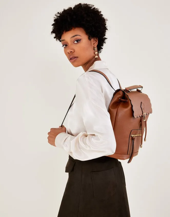Scallop Backpack Tan Women Monsoon Bags and Purses